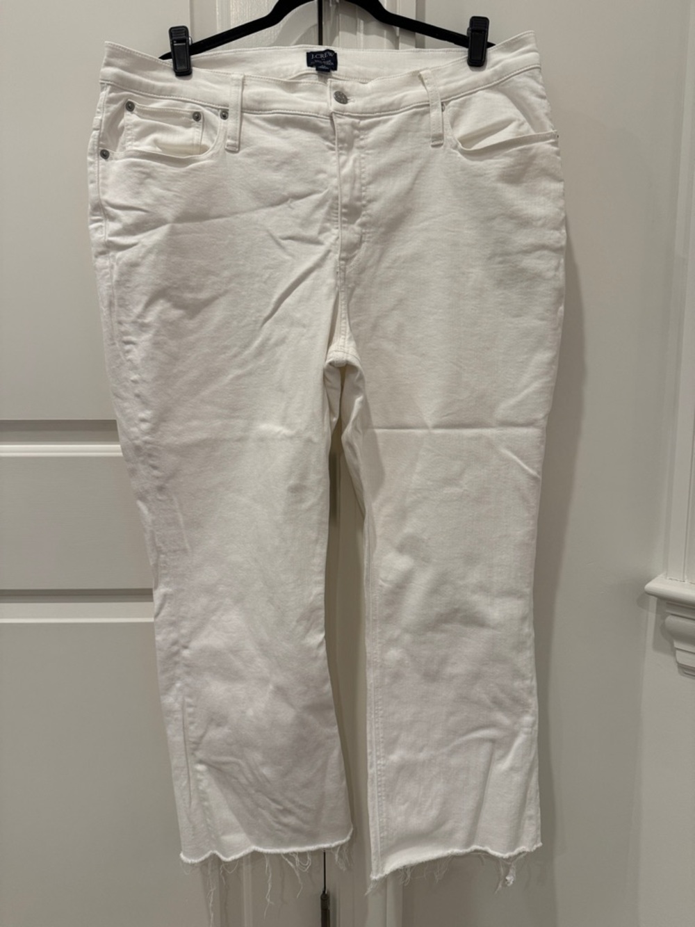J. Crew White Mid-Rise Flare Crop Signature Stretch Jeans Size 35